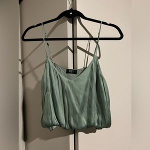 Green Silk Crop Top